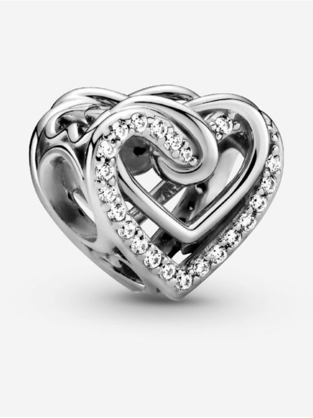 Pandora Double Heart Sparkle Charm - Silver